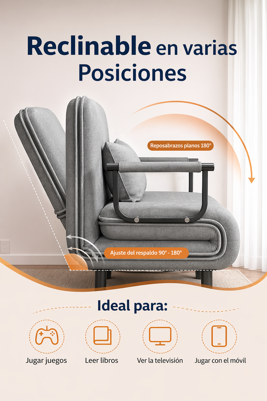 sillon cama reclinable gris