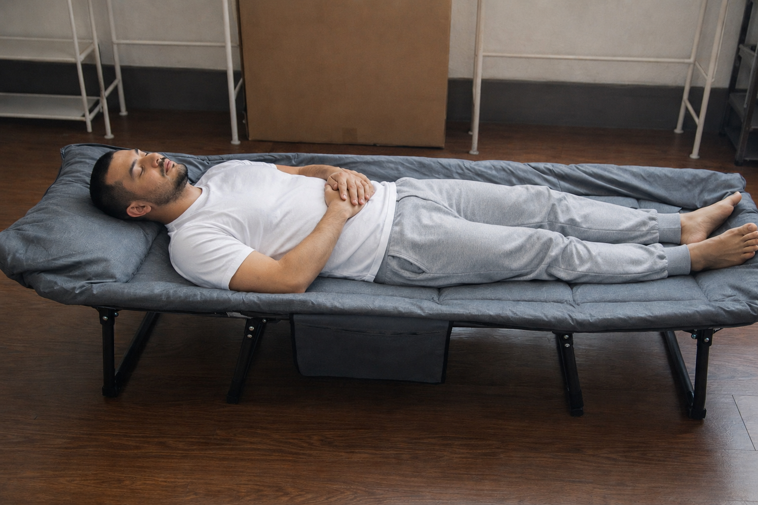 hombre descansando en cama